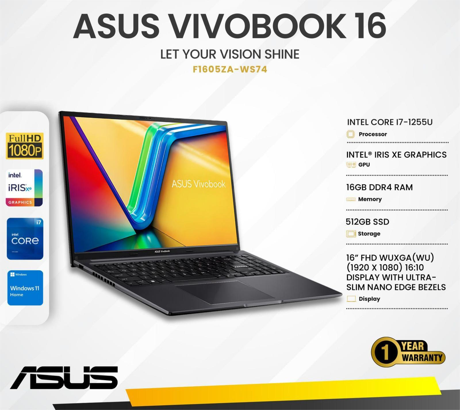 ASUS Vivobook 16” Laptop computer